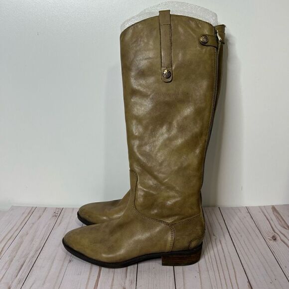 Sam Edelman Penny Leather Riding Boot Tall Taupe Tan Brown - Picture 1 of 12